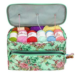 looen knitting bag, yarn storage organizer tote bag holder case cuboid with zipper closure and pocket for knitting needles crochet hooks project accessories,easy to carry