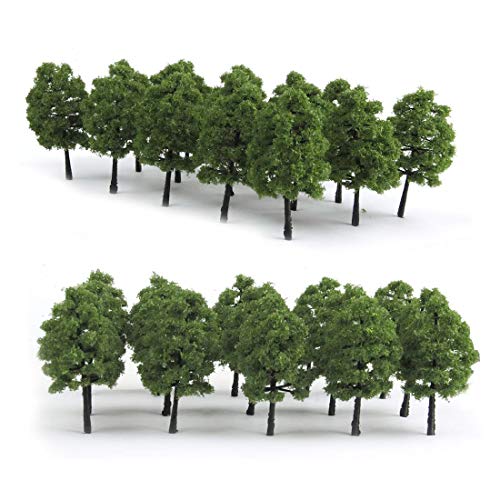 HO Scale Trees, Mystear 50PCS HO OO Scale 1:100 Model Trees 1.4in/3.5cm Train Railroad Park Scenery Architecture Fake Trees for DIY Crafts, Building Model, Landscape