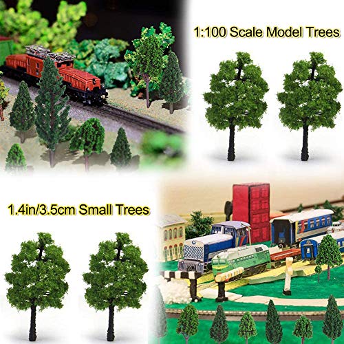 HO Scale Trees, Mystear 50PCS HO OO Scale 1:100 Model Trees 1.4in/3.5cm Train Railroad Park Scenery Architecture Fake Trees for DIY Crafts, Building Model, Landscape