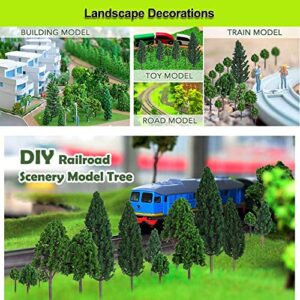 HO Scale Trees, Mystear 50PCS HO OO Scale 1:100 Model Trees 1.4in/3.5cm Train Railroad Park Scenery Architecture Fake Trees for DIY Crafts, Building Model, Landscape