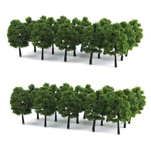 HO Scale Trees, Mystear 50PCS HO OO Scale 1:100 Model Trees 1.4in/3.5cm Train Railroad Park Scenery Architecture Fake Trees for DIY Crafts, Building Model, Landscape