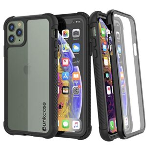 PunkCase iPhone 11 Pro Max Case [Spartan Series] Clear Rugged Heavy Duty Cover W/Built in Screen Protector | Ultra Slim 360 Full Body Protection Compatible W/Apple iPhone 11 Pro Max [Black]