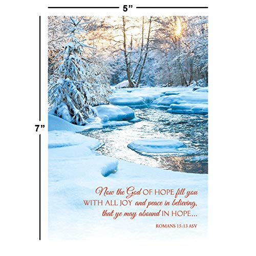 Expressions of Faith Christmas Card Assortments - Holiday Greeting Cards, Set of 32, Large 5" x 7", Sentiments and Scripture Inside, Envelopes Included