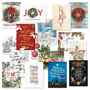 expressions of faith christmas card assortments - holiday greeting cards, set of 32, large 5" x 7", sentiments and scripture inside, envelopes included