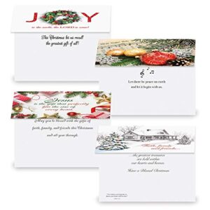 Expressions of Faith Christmas Card Assortments - Holiday Greeting Cards, Set of 32, Large 5" x 7", Sentiments and Scripture Inside, Envelopes Included