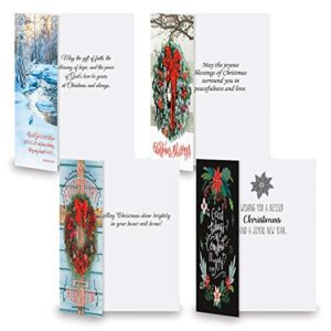 Expressions of Faith Christmas Card Assortments - Holiday Greeting Cards, Set of 32, Large 5" x 7", Sentiments and Scripture Inside, Envelopes Included