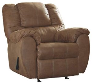 signature design by ashley mcgann faux leather oversized manual rocker recliner, light brown