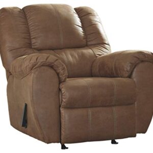 Signature Design by Ashley McGann Faux Leather Oversized Manual Rocker Recliner, Light Brown