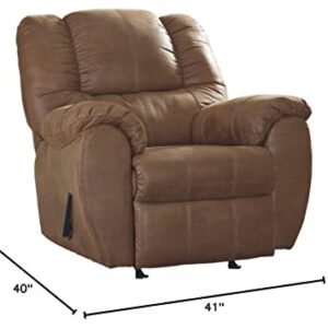 Signature Design by Ashley McGann Faux Leather Oversized Manual Rocker Recliner, Light Brown