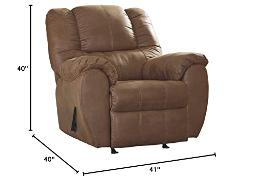 Signature Design by Ashley McGann Faux Leather Oversized Manual Rocker Recliner, Light Brown