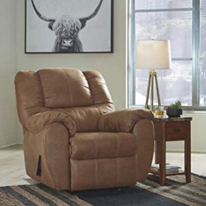 Signature Design by Ashley McGann Faux Leather Oversized Manual Rocker Recliner, Light Brown