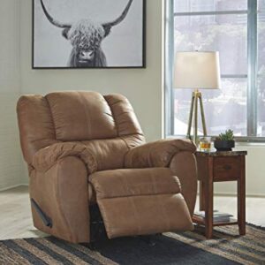 Signature Design by Ashley McGann Faux Leather Oversized Manual Rocker Recliner, Light Brown