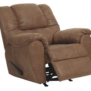 Signature Design by Ashley McGann Faux Leather Oversized Manual Rocker Recliner, Light Brown