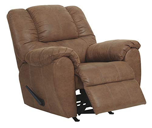 Signature Design by Ashley McGann Faux Leather Oversized Manual Rocker Recliner, Light Brown