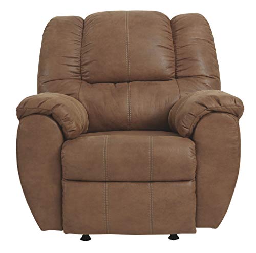 Signature Design by Ashley McGann Faux Leather Oversized Manual Rocker Recliner, Light Brown