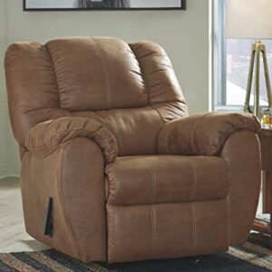 Signature Design by Ashley McGann Faux Leather Oversized Manual Rocker Recliner, Light Brown