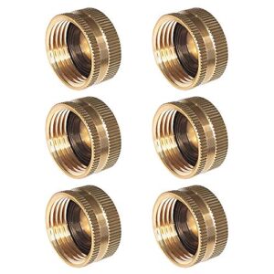 hqmpc garden hose cap with washer brass hose end garden hose connector brass cap 3/4" nh 6pcs garden hose female fitting cap