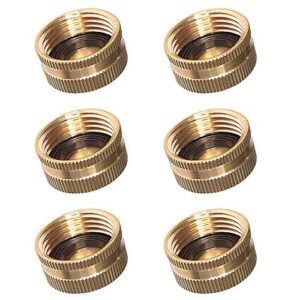 HQMPC Garden Hose Cap with Washer Brass Hose End Garden Hose Connector Brass Cap 3/4" NH 6Pcs Garden Hose Female Fitting Cap