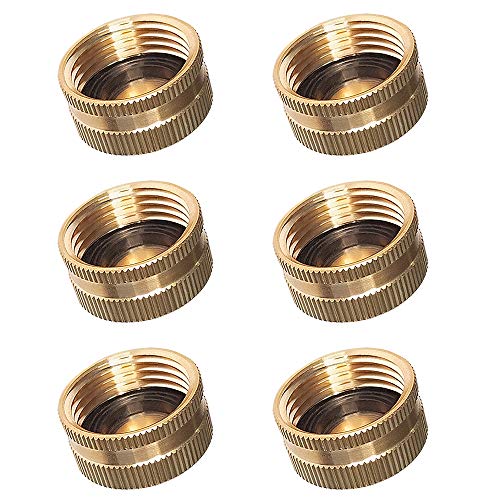 HQMPC Garden Hose Cap with Washer Brass Hose End Garden Hose Connector Brass Cap 3/4" NH 6Pcs Garden Hose Female Fitting Cap