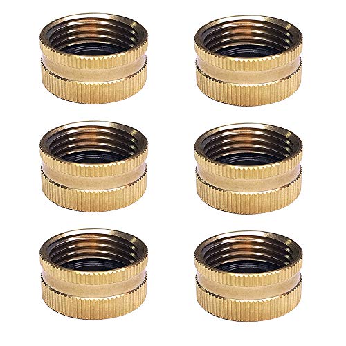 HQMPC Garden Hose Cap with Washer Brass Hose End Garden Hose Connector Brass Cap 3/4" NH 6Pcs Garden Hose Female Fitting Cap