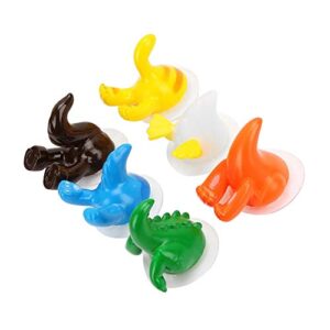 akoak 6 pcs cute cartoon animal tail hook, suction cup hook, perfect kitchen, bathroom, home accessories