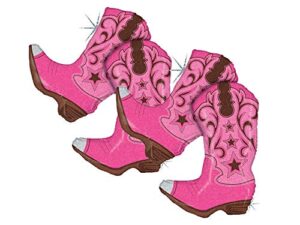 set of 2 dancing pink cowgirl boots jumbo 36" foil party balloons
