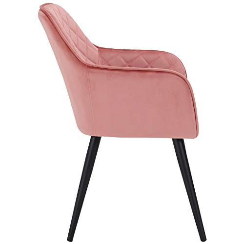 Duhome Accent Chair for Living Room/Bed Room with Armrest,Duhome Reception Chair Mid-Century Upholstered Leisure Dining Chairs Modern Metal Frame Legs Velvet Padded Seat Easy Assembly Pink