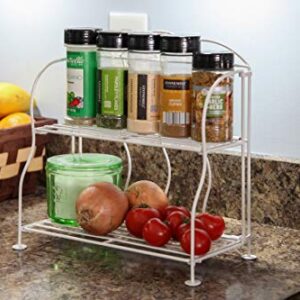 Lily's Home Metal Countertop Wire Shelf Rack, Great for Household Items, Kitchen Organizer, Bathroom Storage and More. Foldable. White (2-Tier)