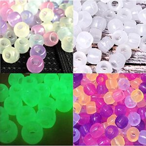 korlon 1500 pcs uv beads, glow in the dark beads color changing sun sensitive uv reactive pony beads, plastic solar beads with crystal elastic string & 2 elastic cords