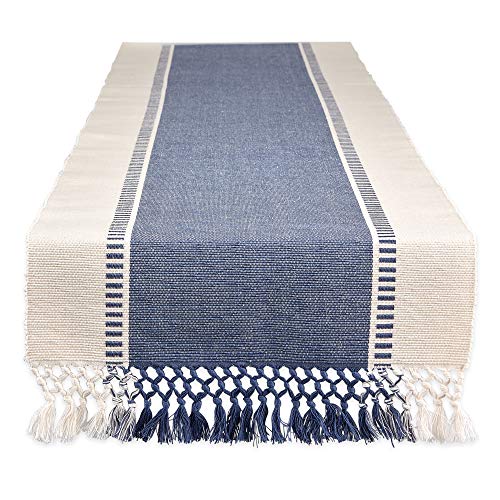 DII Dobby Stripe Woven Table Runner, 13x72-inch, French Blue