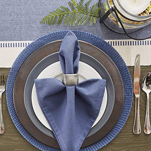 DII Dobby Stripe Woven Table Runner, 13x72-inch, French Blue