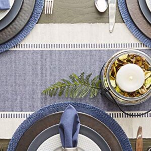 DII Dobby Stripe Woven Table Runner, 13x72-inch, French Blue