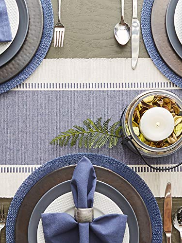 DII Dobby Stripe Woven Table Runner, 13x72-inch, French Blue