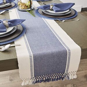 DII Dobby Stripe Woven Table Runner, 13x72-inch, French Blue