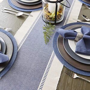 DII Dobby Stripe Woven Table Runner, 13x72-inch, French Blue