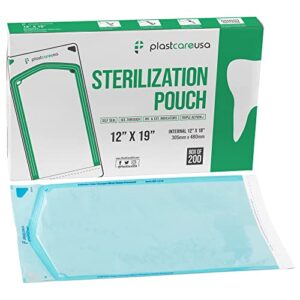 200 12 inch x 19 inch sterilization pouches, sterilizer autoclave bags for sterilizing dental medical instruments and cleaning tools