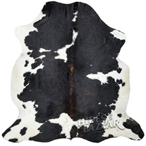 hides bazaar dark brown, dark chocolate, black tricolor cowhide rug, natural leather hide, area rug (6x8 ft)