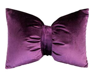luxurious velvet bow neck pillow headrest cushion decorative lumbar support pillow for home, living room, office (purple, large)