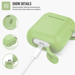 Coffea Protective Silicone Case with Keychain for Apple AirPods 1 & 2 (Front LED Not Visible) (Matcha Green)