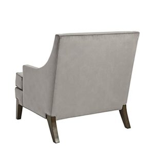 Martha Stewart Anna Accent Chairs-Solid Wood, High Back, Deep Seating Living Room Furniture Anna Armchair Luxe Sofa Decor with Lumbar Pillow-Bedroom Lounge, See Below, Light Grey