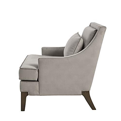 Martha Stewart Anna Accent Chairs-Solid Wood, High Back, Deep Seating Living Room Furniture Anna Armchair Luxe Sofa Decor with Lumbar Pillow-Bedroom Lounge, See Below, Light Grey