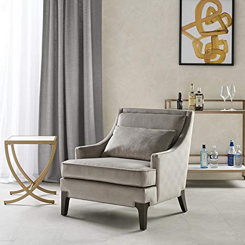 Martha Stewart Anna Accent Chairs-Solid Wood, High Back, Deep Seating Living Room Furniture Anna Armchair Luxe Sofa Decor with Lumbar Pillow-Bedroom Lounge, See Below, Light Grey