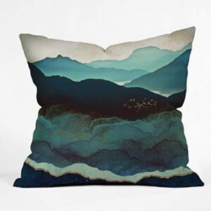 society6 space frog designs indigo mountains indoor throw pillow, 16"x16", multi