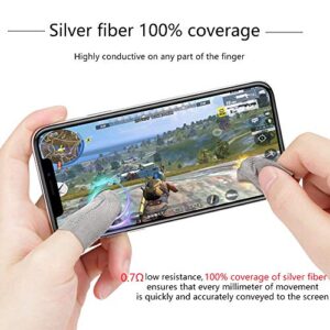 Silver Fiber 100%, 0.01"(0.5mm) Ultra-Thin, PUBG Mobile Finger Sleeve Anti-Sweat Breathable for High-Ranking Players Mobile Game Streamer iPhone/iPad/Android Size: M(6P)