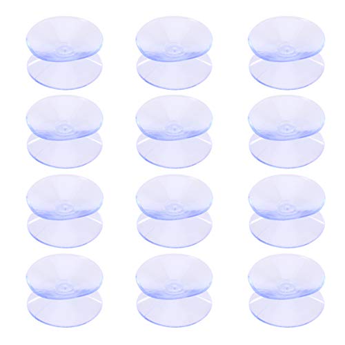 NUOBESTY Mirror Sucker Pads Transparent Double-Sided Cups PVC Plastic Clear Suction Rubber Pads for Glass Silicone Suckers Without Hooks 12 Pcs 10 x 30mm (Transparent)