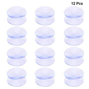 NUOBESTY Mirror Sucker Pads Transparent Double-Sided Cups PVC Plastic Clear Suction Rubber Pads for Glass Silicone Suckers Without Hooks 12 Pcs 10 x 30mm (Transparent)