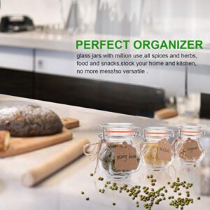Encheng Glass Spice Jars, Glass Jars With Airtight Lids 4 oz,Small Jars With LeakProof Rubber Gasket,Mason Jars With Hinged Lids For Kitchen,Mini Storage Containers With Twine n Tags Labeling 30 Pack