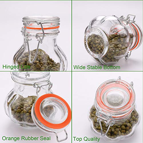 Encheng Glass Spice Jars, Glass Jars With Airtight Lids 4 oz,Small Jars With LeakProof Rubber Gasket,Mason Jars With Hinged Lids For Kitchen,Mini Storage Containers With Twine n Tags Labeling 30 Pack