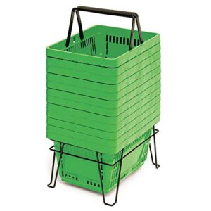 shopping baskets in stand green plastic 17 x 11 3/4 x 9 (l x w x d) set of 13