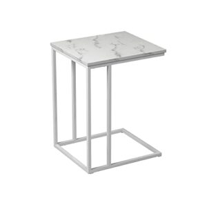 HOME BI C Table End Table, Beside Bed Sofa End Table, Save Spaces Side Table C Shape, Easy to Install Side Table for Living Room Bedroom White